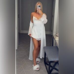 Linea Donatella Chiffon Bridal Robe Ivory NEW